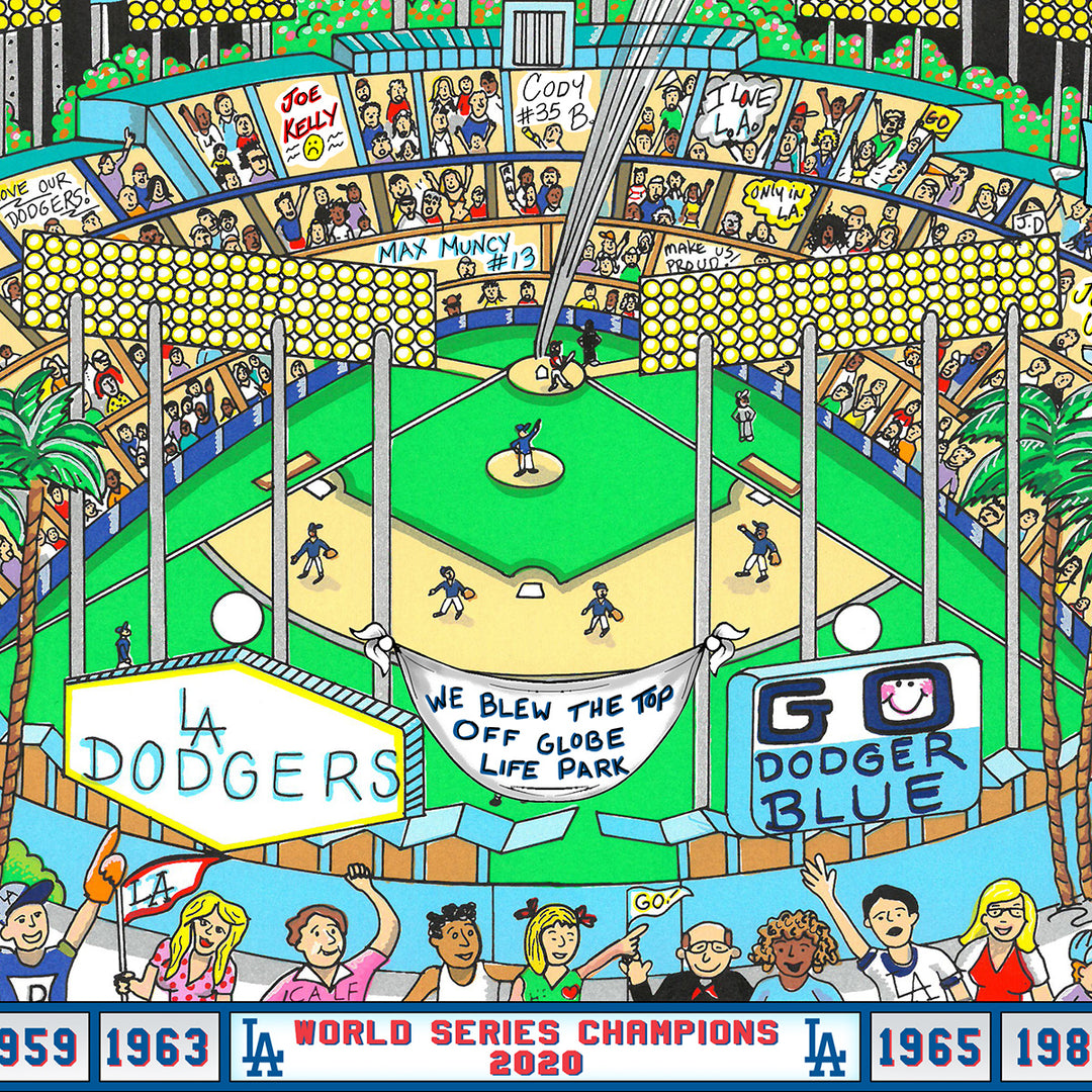 Charles Fazzino Go Dodger Blue 3D Limited Edition Silkscreen on Paper