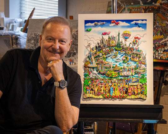 Charles Fazzino Love Will Keep Us Together, Around the World 3D Limited Edition Mixed-Media on Paper