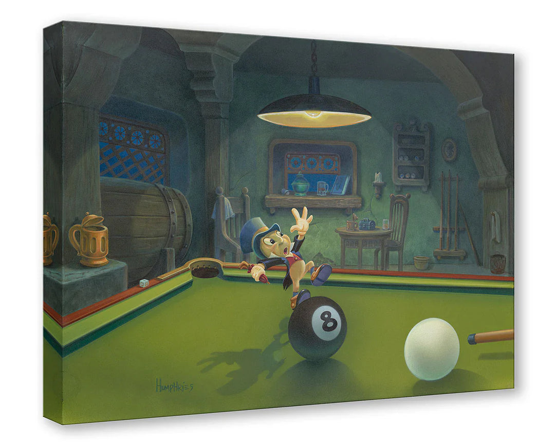 Michael Humphries Disney Jiminy Balances the Eight Ball Limited Edition Canvas Giclee