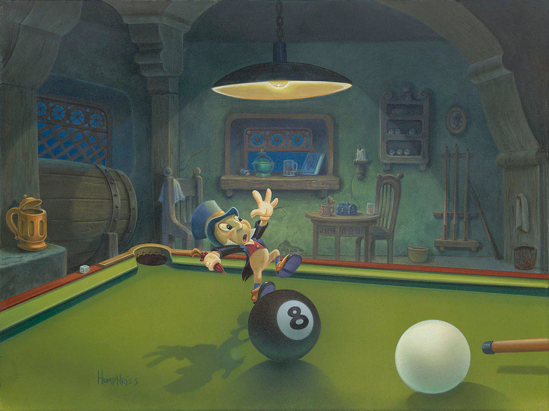 Michael Humphries Disney Jiminy Balances the Eight Ball Limited Edition Canvas Giclee