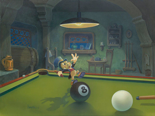 Michael Humphries Disney Jiminy Balances the Eight Ball Limited Edition Canvas Giclee