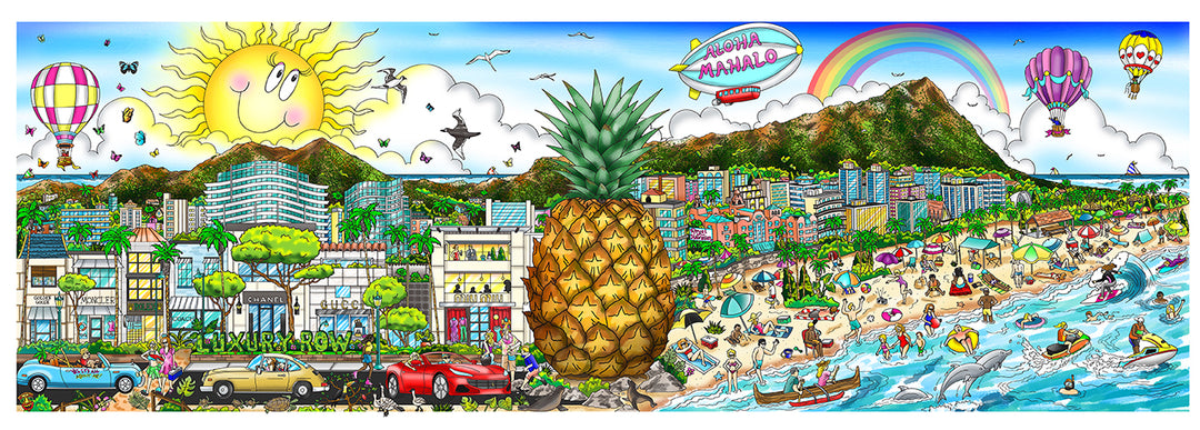 Charles Fazzino Mahalo in Honolulu 3D Limited Edition Mixed-Media on Paper