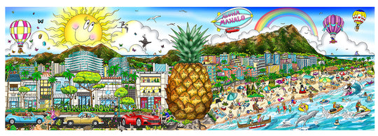 Charles Fazzino Mahalo in Honolulu 3D Limited Edition Mixed-Media on Paper