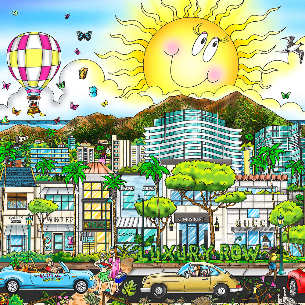 Charles Fazzino Mahalo in Honolulu 3D Limited Edition Mixed-Media on Paper