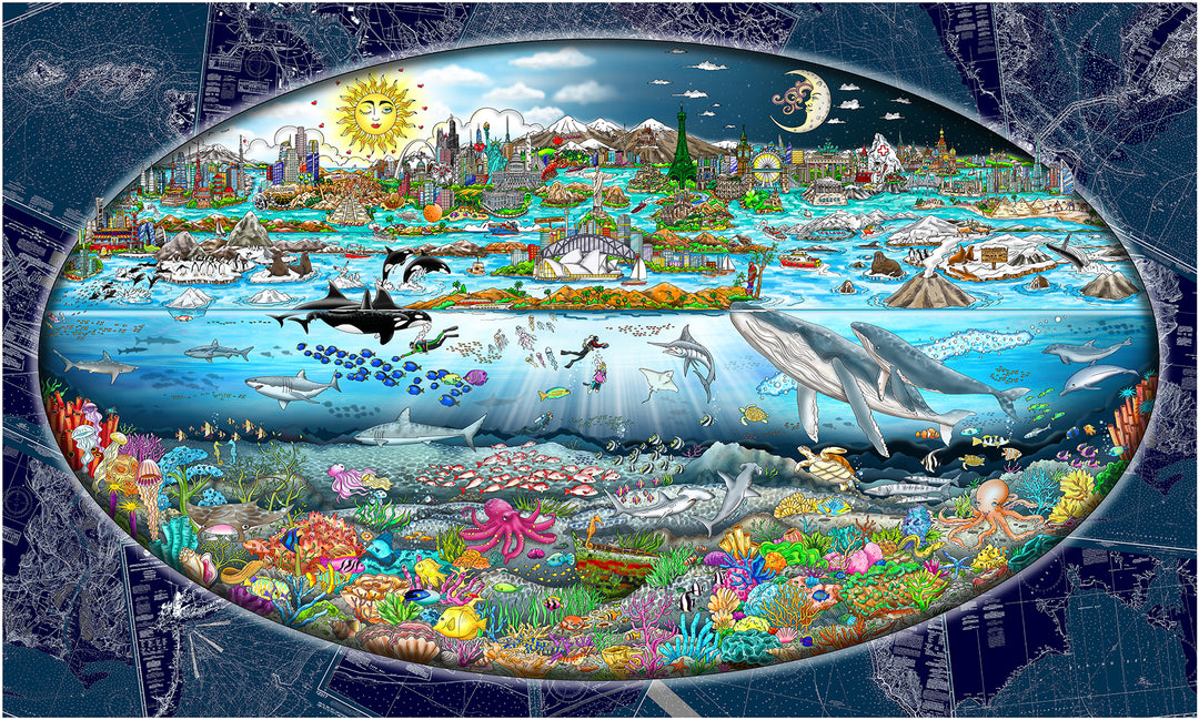 Charles Fazzino Our Oceans… The Tides of Life 3D Limited Edition Mixed-Media on Paper