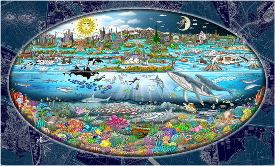Charles Fazzino Our Oceans… The Tides of Life 3D Limited Edition Mixed-Media on Paper