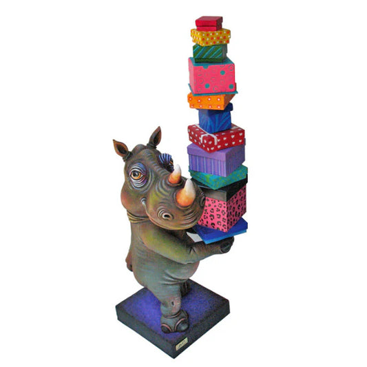 Carlos and Albert "Rhino With Boxes Balancing Act" Sculpture