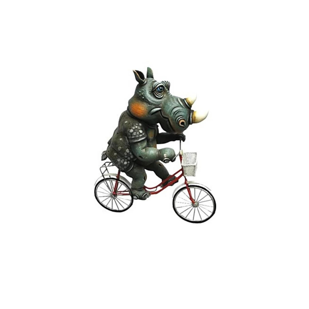 Carlos and Albert "Rhino on Bike" Sculpture