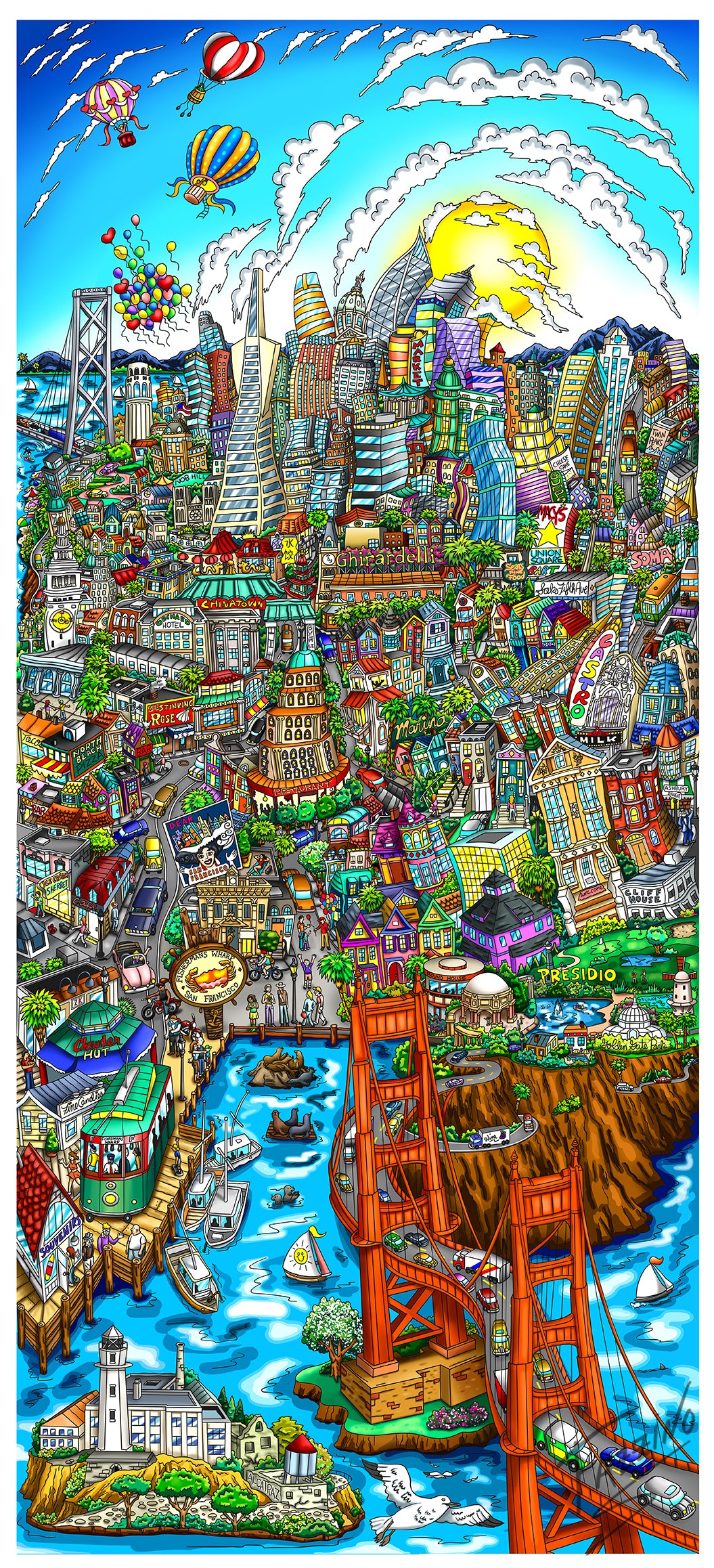 Charles Fazzino Shakin’ & Bakin’ in San Francisco 3D Limited Edition Silkscreen on Paper