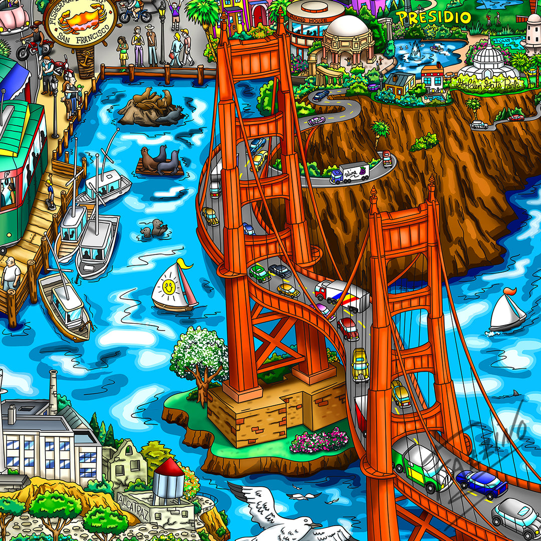 Charles Fazzino Shakin’ & Bakin’ in San Francisco 3D Limited Edition Silkscreen on Paper