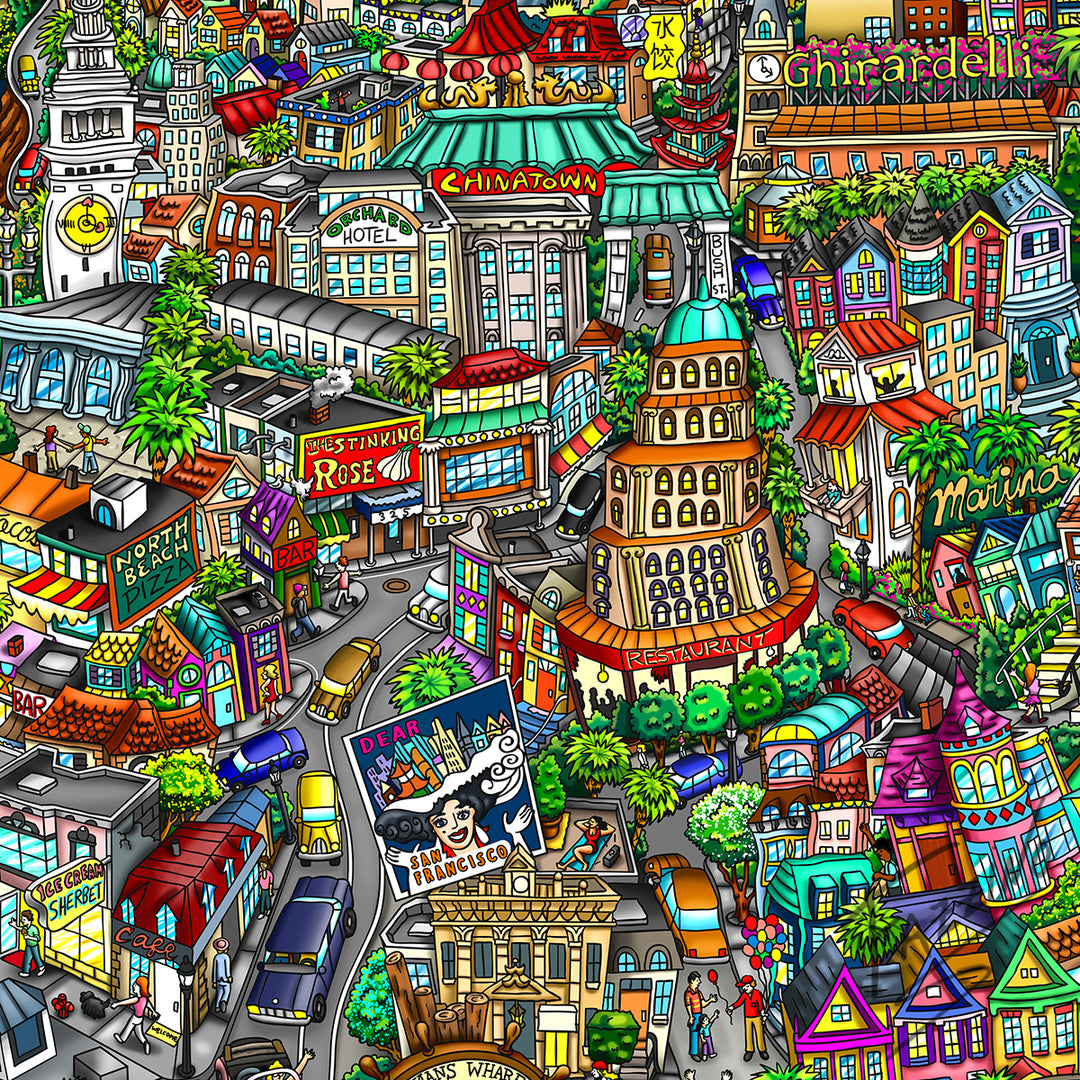 Charles Fazzino Shakin’ & Bakin’ in San Francisco 3D Limited Edition Silkscreen on Paper