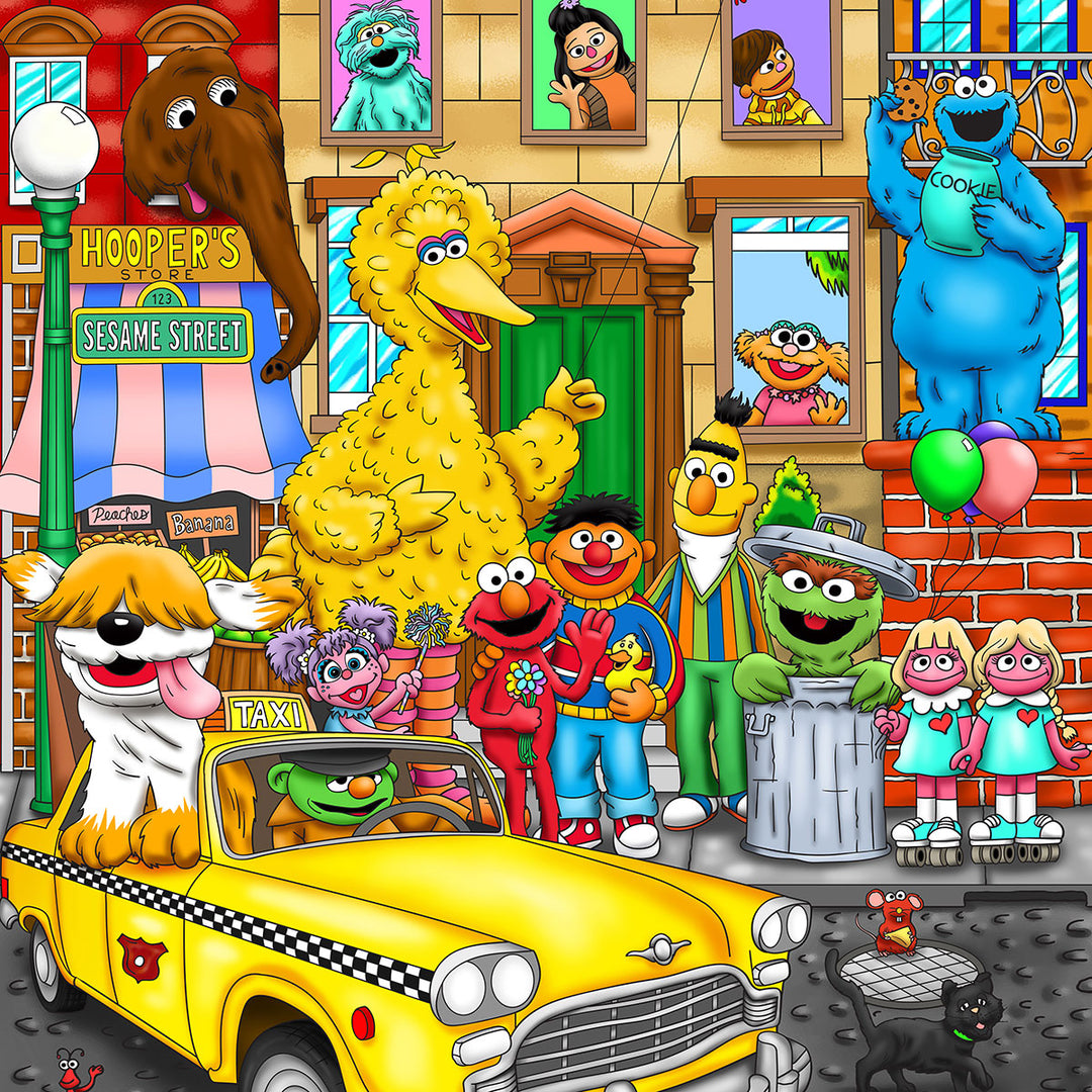 Charles Fazzino Sunny Day… Sesame Street 3D Limited Edition Mixed-Media on Paper