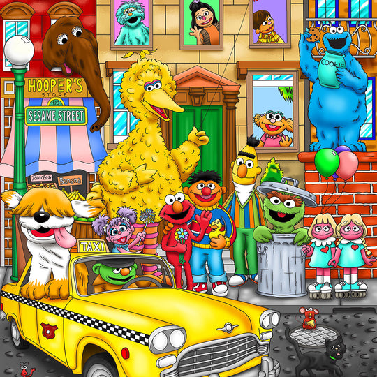 Charles Fazzino Sunny Day… Sesame Street 3D Limited Edition Mixed-Media on Paper