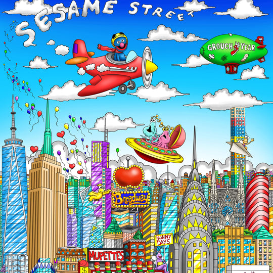 Charles Fazzino Sunny Day… Sesame Street 3D Limited Edition Mixed-Media on Paper
