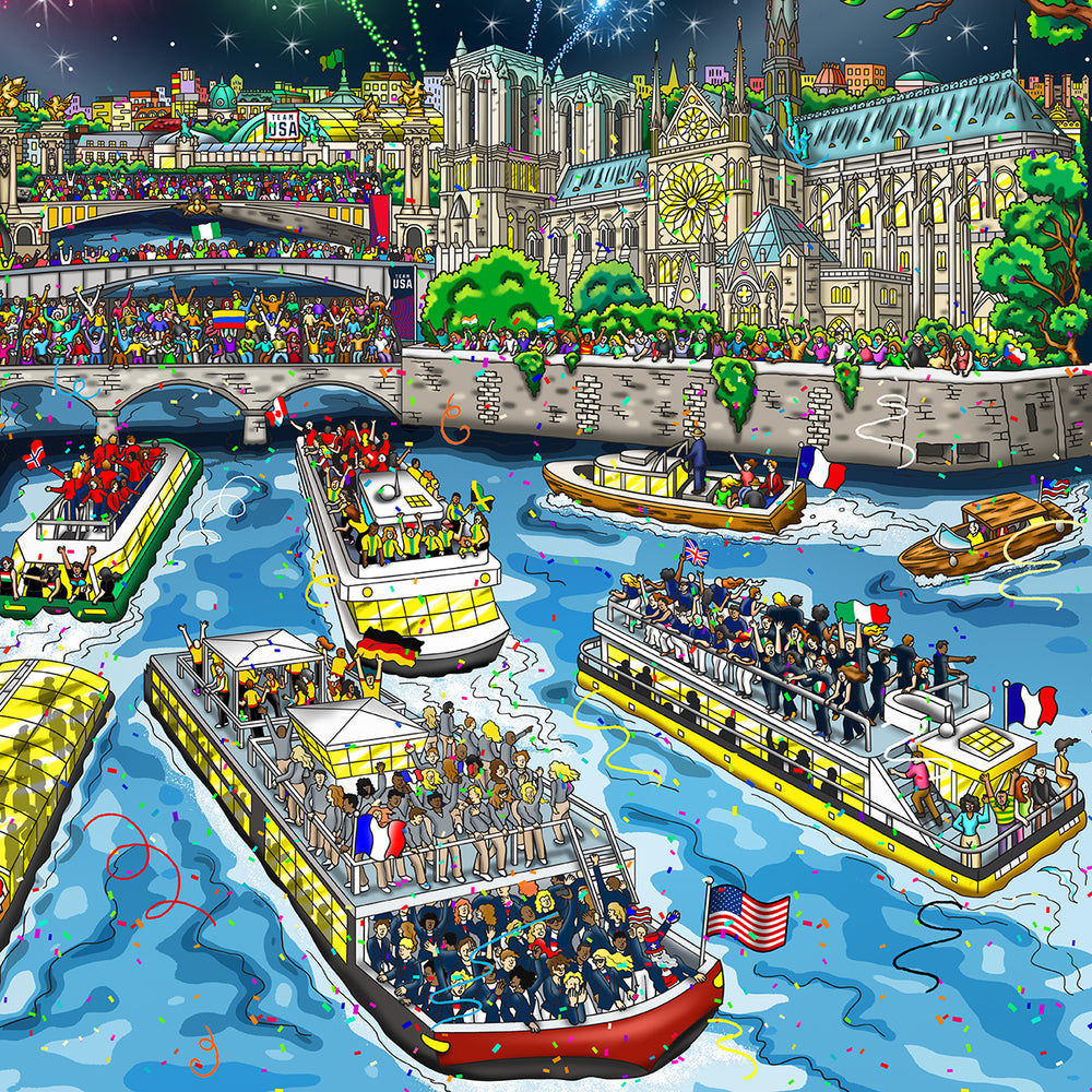 Charles Fazzino 2024 Paris Olympics 3D Limited Edition Giclee on Paper