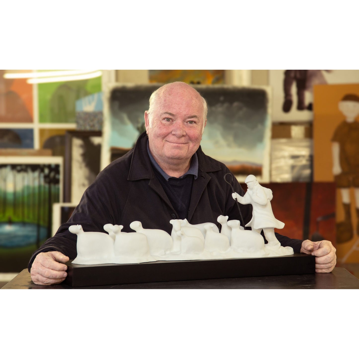 Mackenzie Thorpe "The Good Shepherd" Sculpture