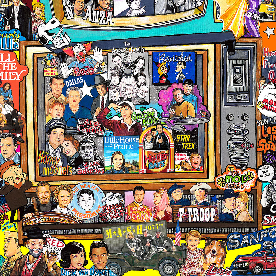 Charles Fazzino Timeless Memories of T.V. 3D Limited Edition Mixed-Media on Paper