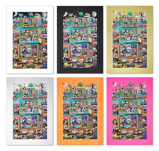 Charles Fazzino Timeless Memories of T.V. 3D Limited Edition Mixed-Media on Paper