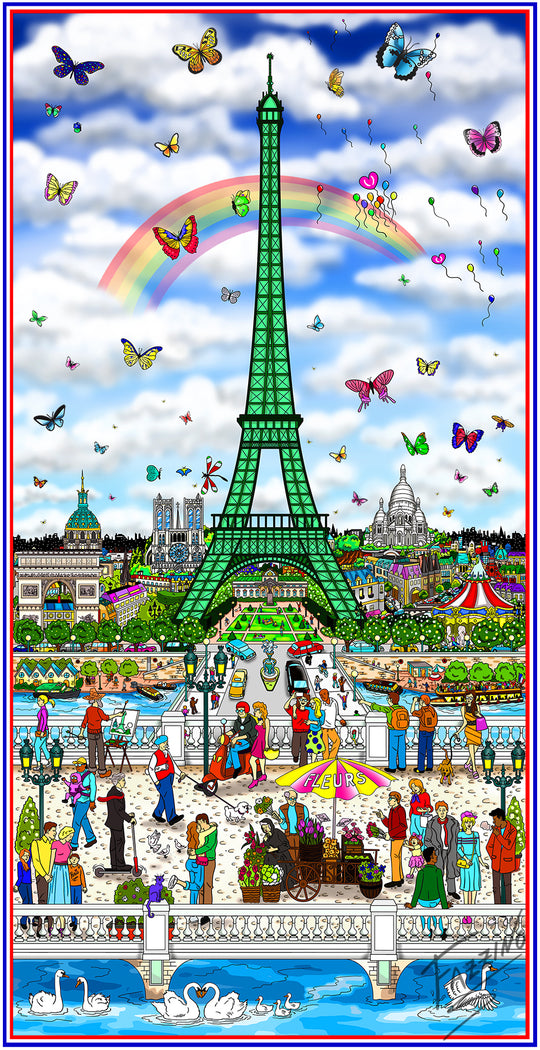 Charles Fazzino Waking Up In Paris 3D Limited Edition Mixed-Media on Paper
