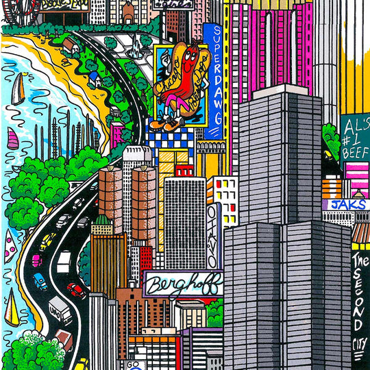 Charles Fazzino A Deep Dish Pie…In Chi-Town 3D Limited Edition Silkscreen on Paper