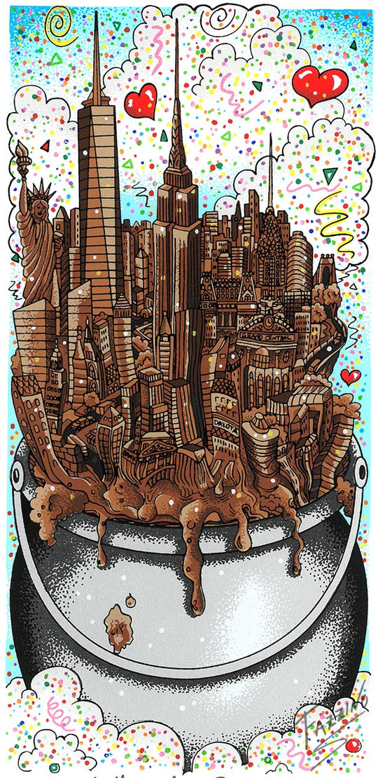 Charles Fazzino A Melting Pot of Chocolate…NYC 3D Limited Edition Silkscreen on Paper