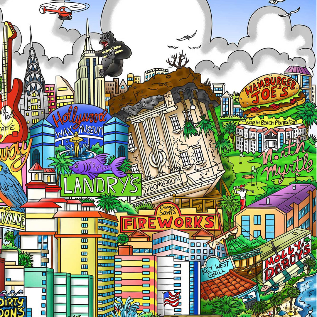 Charles Fazzino A Myrtle Beach Vacation 3D Limited Edition Mixed-Media on Paper