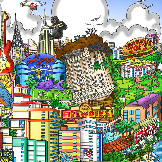 Charles Fazzino A Myrtle Beach Vacation 3D Limited Edition Mixed-Media on Paper