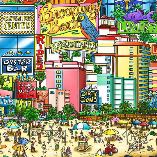 Charles Fazzino A Myrtle Beach Vacation 3D Limited Edition Mixed-Media on Paper