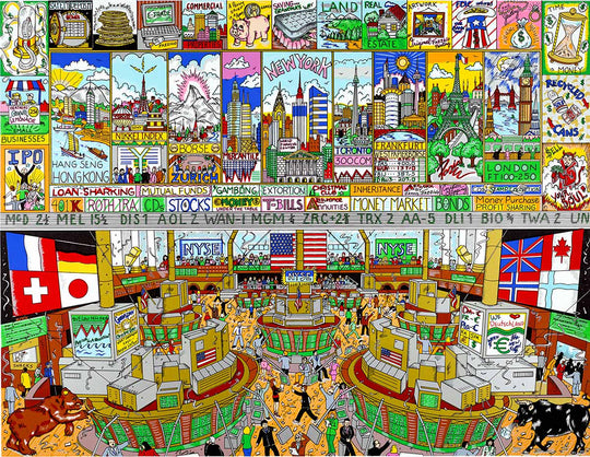 Charles Fazzino A Penny Saved is a Penny Earned 3D Limited Edition Silkscreen on Paper
