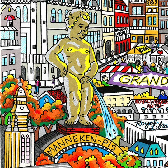 Charles Fazzino A Pis of a Time in Brussels 3D Limited Edition Silkscreen on Paper