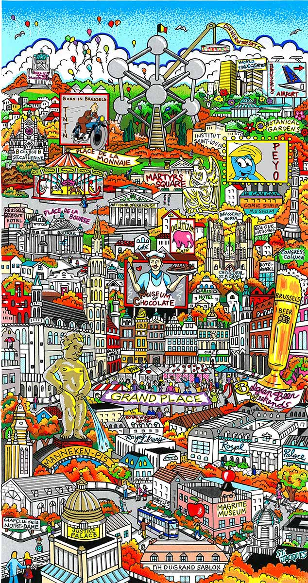 Charles Fazzino A Pis of a Time in Brussels 3D Limited Edition Silkscreen on Paper