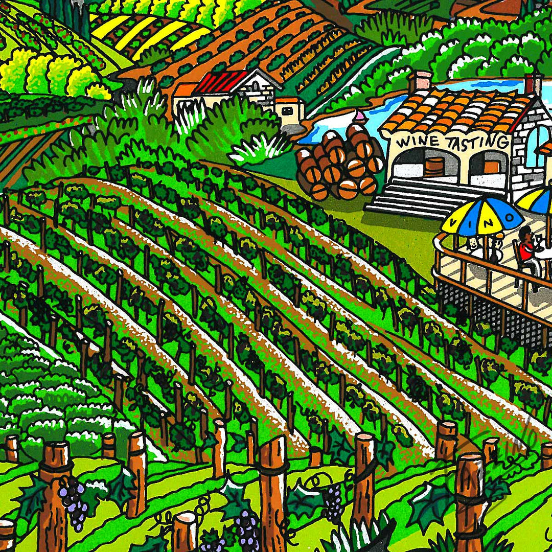 Charles Fazzino A Tasting in Wine Country 3D Limited Edition Silkscreen on Paper