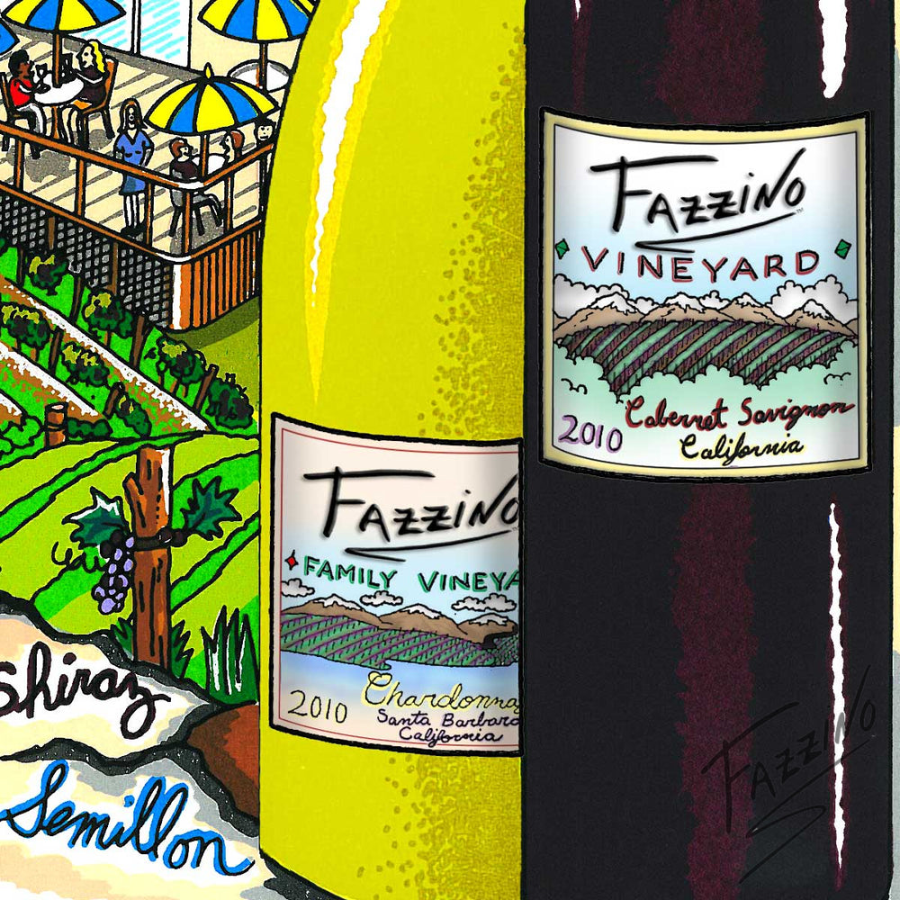 Charles Fazzino A Tasting in Wine Country 3D Limited Edition Silkscreen on Paper