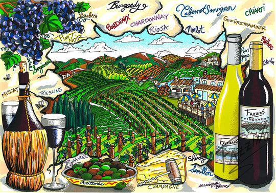 Charles Fazzino A Tasting in Wine Country 3D Limited Edition Silkscreen on Paper