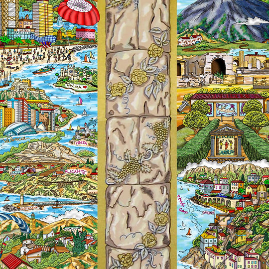 Charles Fazzino A Tour of the Mediterranean Mural 3D Limited Edition Silkscreen on Paper