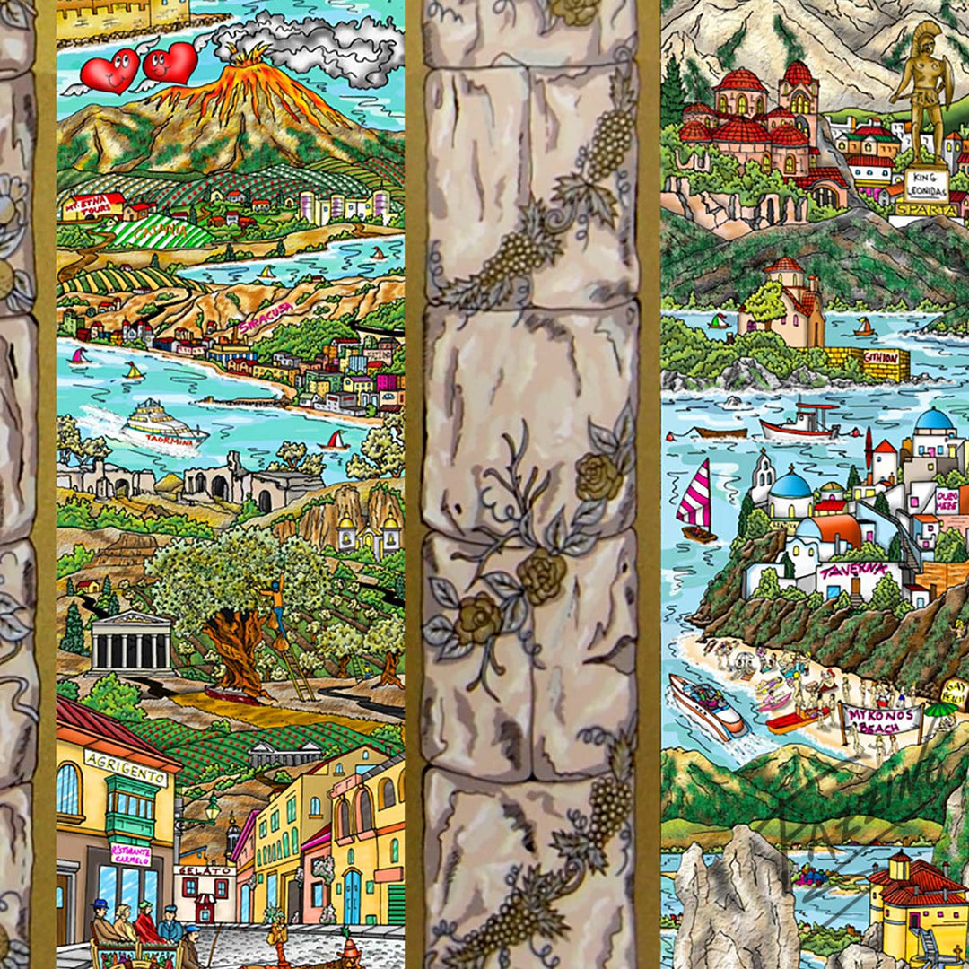 Charles Fazzino A Tour of the Mediterranean Mural 3D Limited Edition Silkscreen on Paper