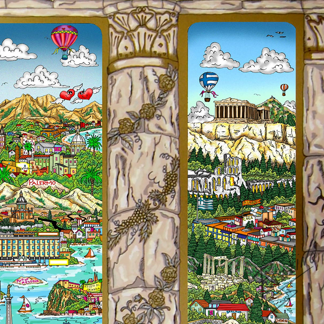 Charles Fazzino A Tour of the Mediterranean Mural 3D Limited Edition Silkscreen on Paper
