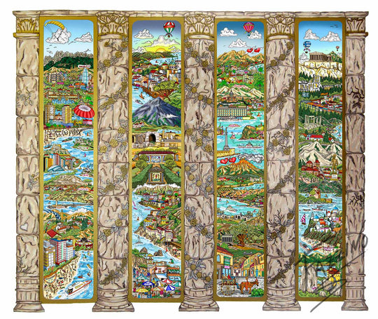 Charles Fazzino A Tour of the Mediterranean Mural 3D Limited Edition Silkscreen on Paper