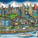 Charles Fazzino Along the East River 3D Limited Edition die-sublimation & giclee on aluminum and paper