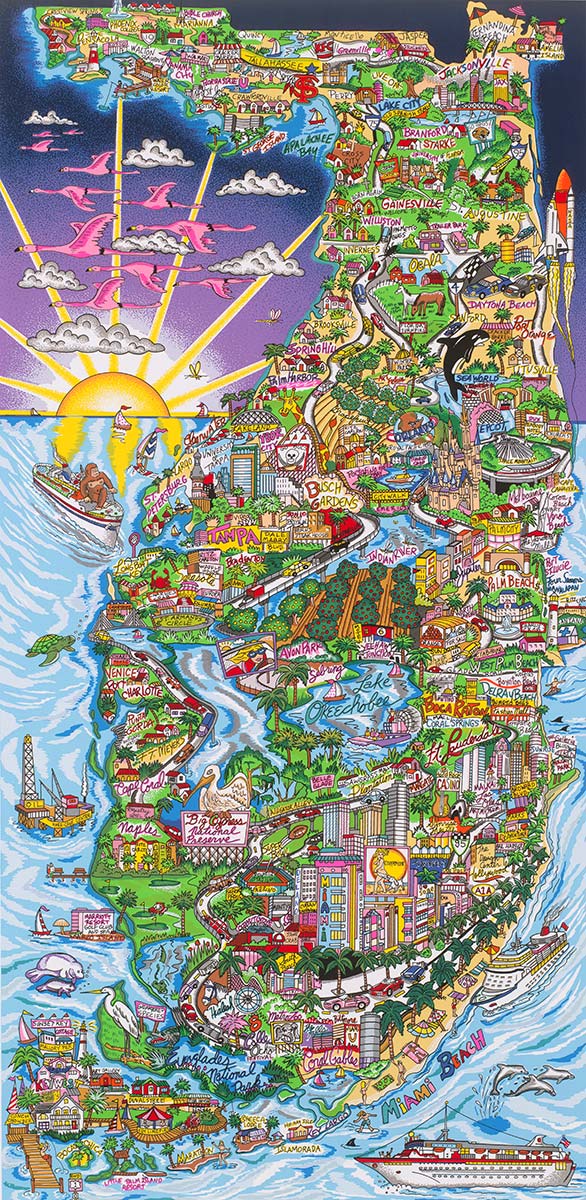 Charles Fazzino Along the Sunshine State 3D Limited Edition Silkscreen on Paper