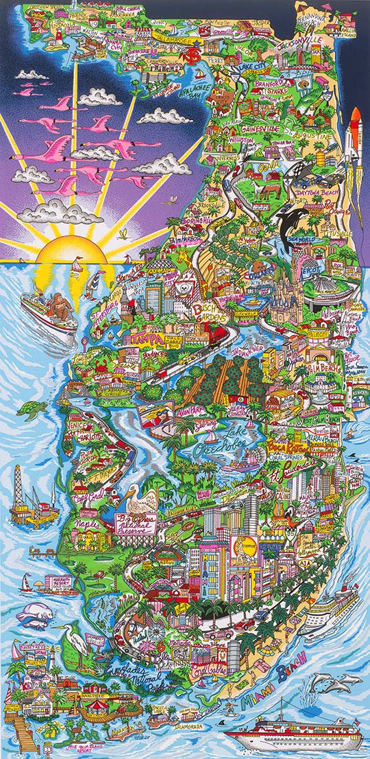 Charles Fazzino Along the Sunshine State 3D Limited Edition Silkscreen on Paper