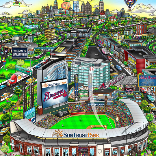 Charles Fazzino Atlanta Braves 3D Limited Edition Mixed-Media on Paper