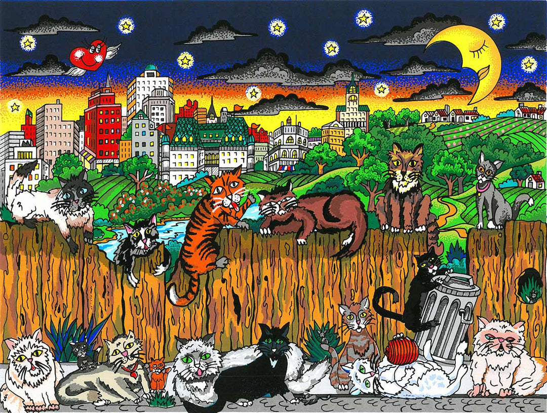 Charles Fazzino Cat Scratch Fever 3D Limited Edition Silkscreen on Paper