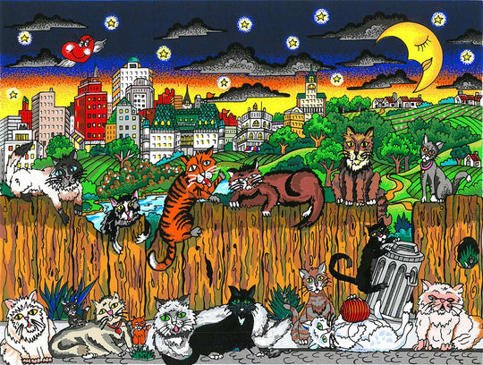 Charles Fazzino Cat Scratch Fever 3D Limited Edition Silkscreen on Paper