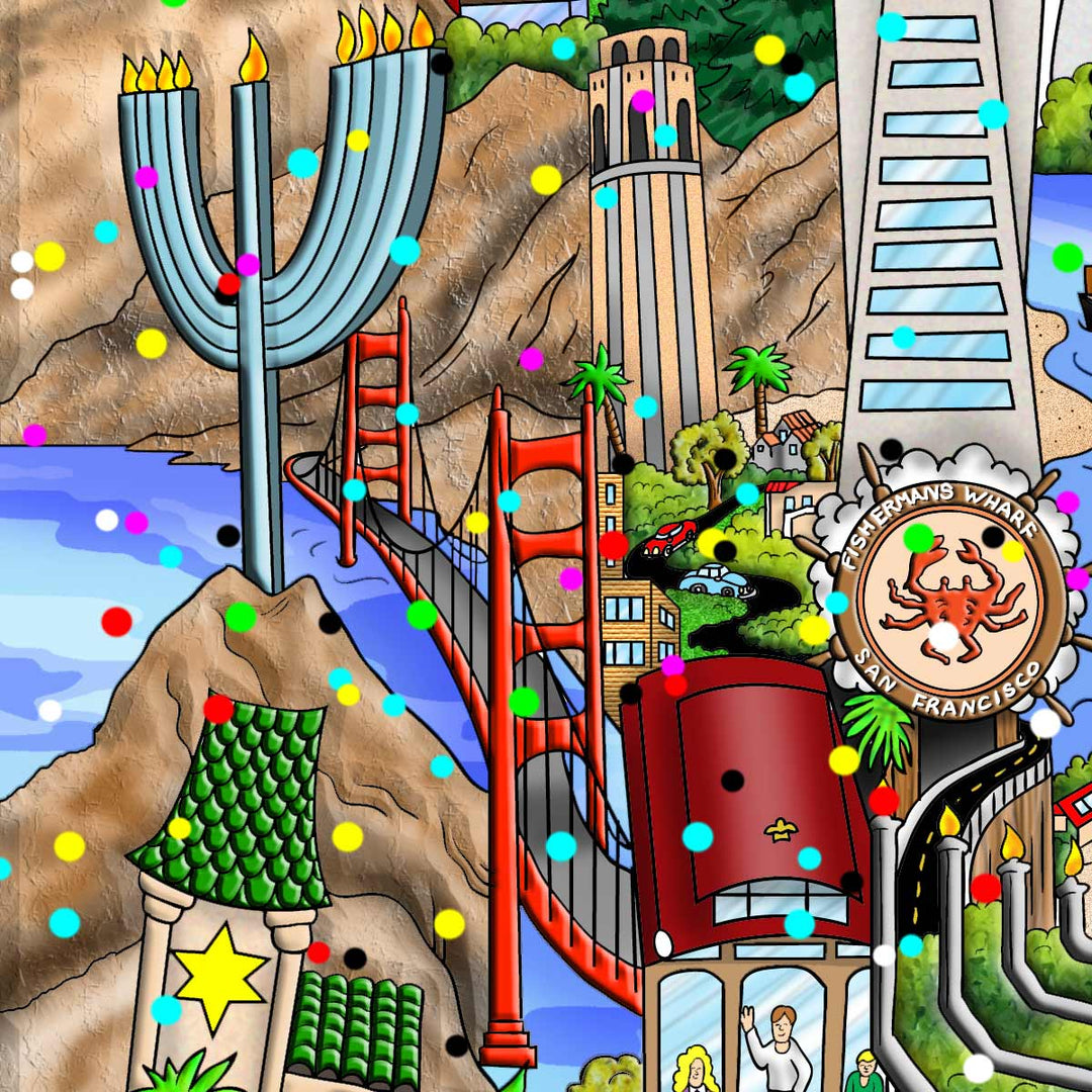 Charles Fazzino Chanukah Around the World 3D Limited Edition Mixed-Media on Paper