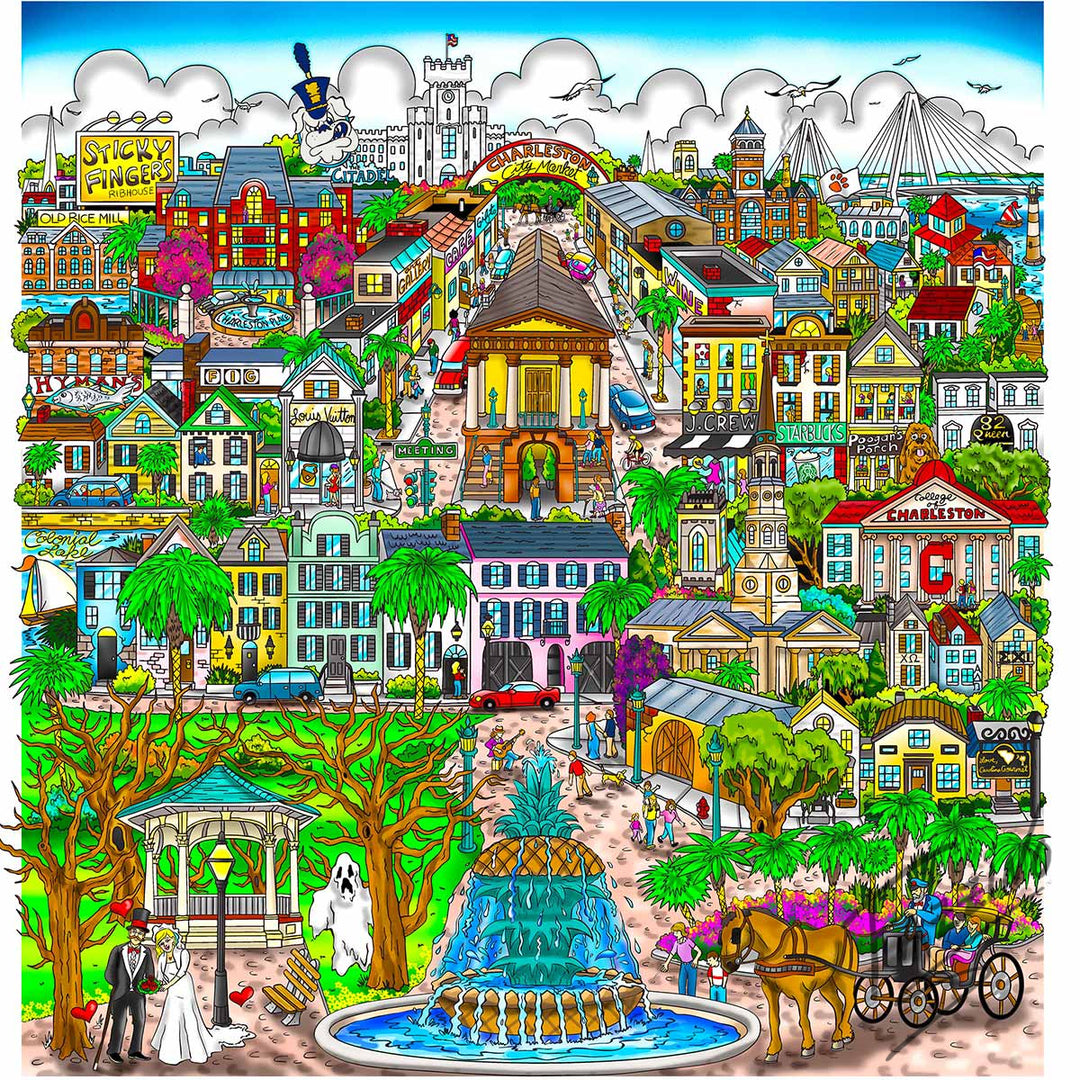 Charles Fazzino Charleston, My Love 3D Limited Edition Mixed-Media on Paper
