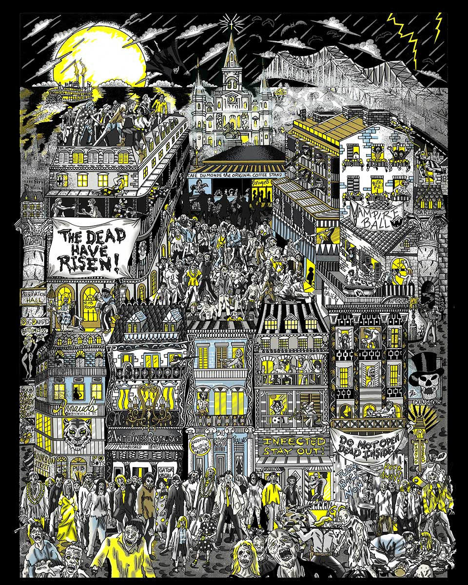 Charles Fazzino The Dawn of the Dead 3D Limited Edition Mixed-Media on Paper