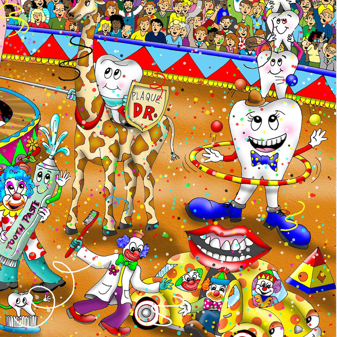 Charles Fazzino Dental Circus 3D Limited Edition die-sublimation & mixed-media on aluminum and paper