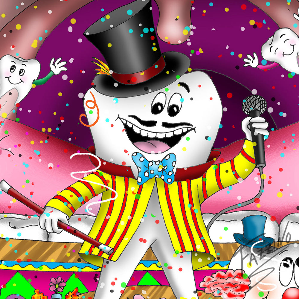 Charles Fazzino Dental Circus 3D Limited Edition die-sublimation & mixed-media on aluminum and paper