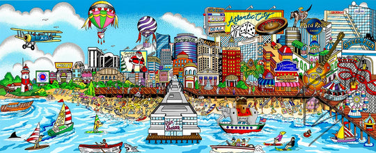 Charles Fazzino Down on the Boardwalk…AC 3D Limited Edition Mixed-Media on Paper
